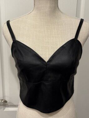 NWT Black faux Leather Women's Top